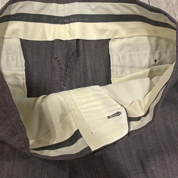 Christian Dior Monsieur Suit 2 Piece 40R (36x32) Wool Gray Brown Herringbone - Picture 12 of 15